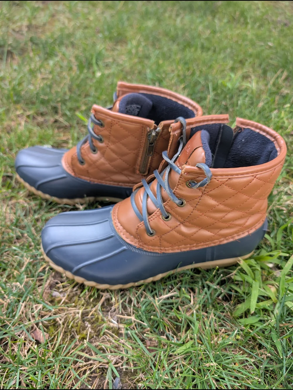 Nautica Men's Brown Leather & Gray Rubber Duck Boots